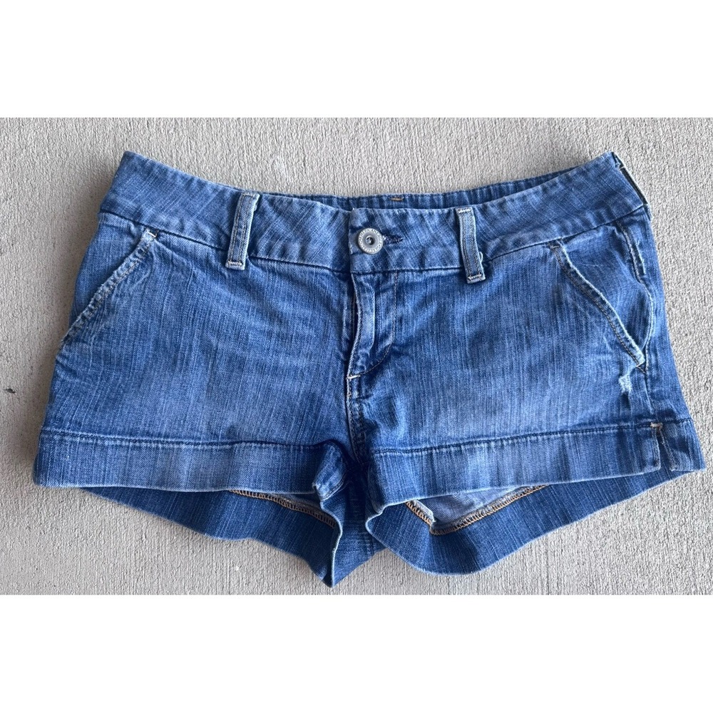 Vintage Y2K American Eagle Denim Low Rise Micro Mini Booty Shorts Size 8 Preppy